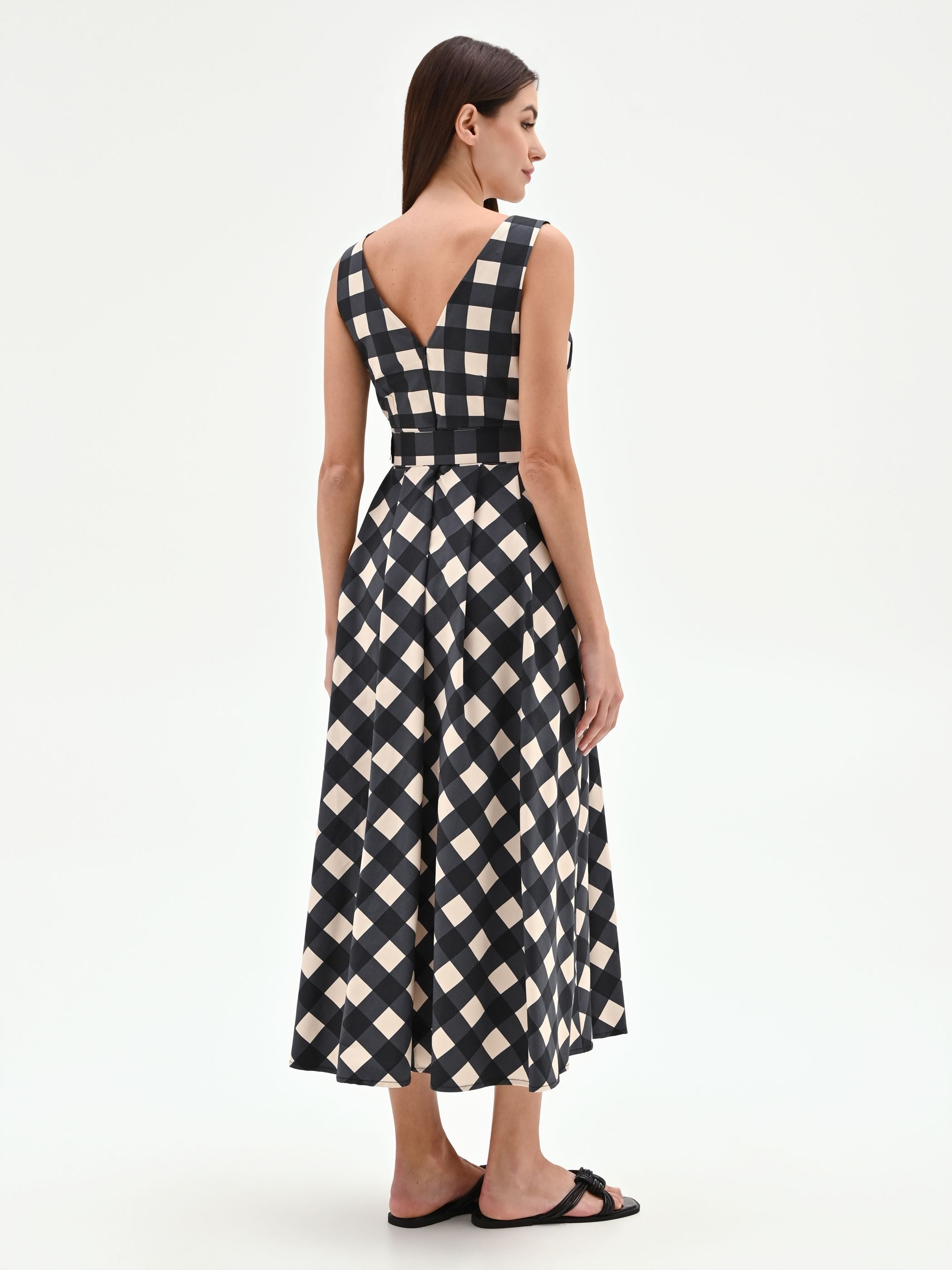Diagonal Check Print Maxi Dress – Rinascimento