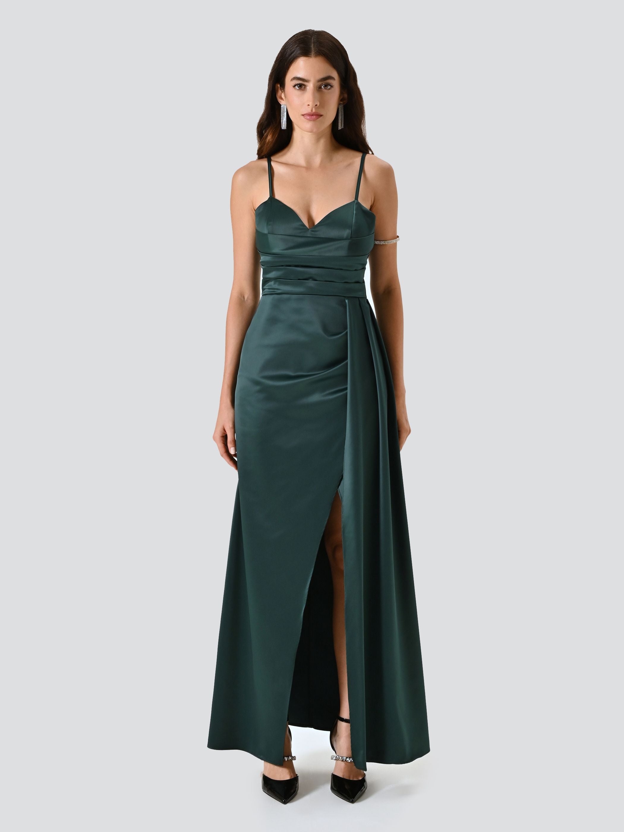 Long Green Satin Dress – Rinascimento