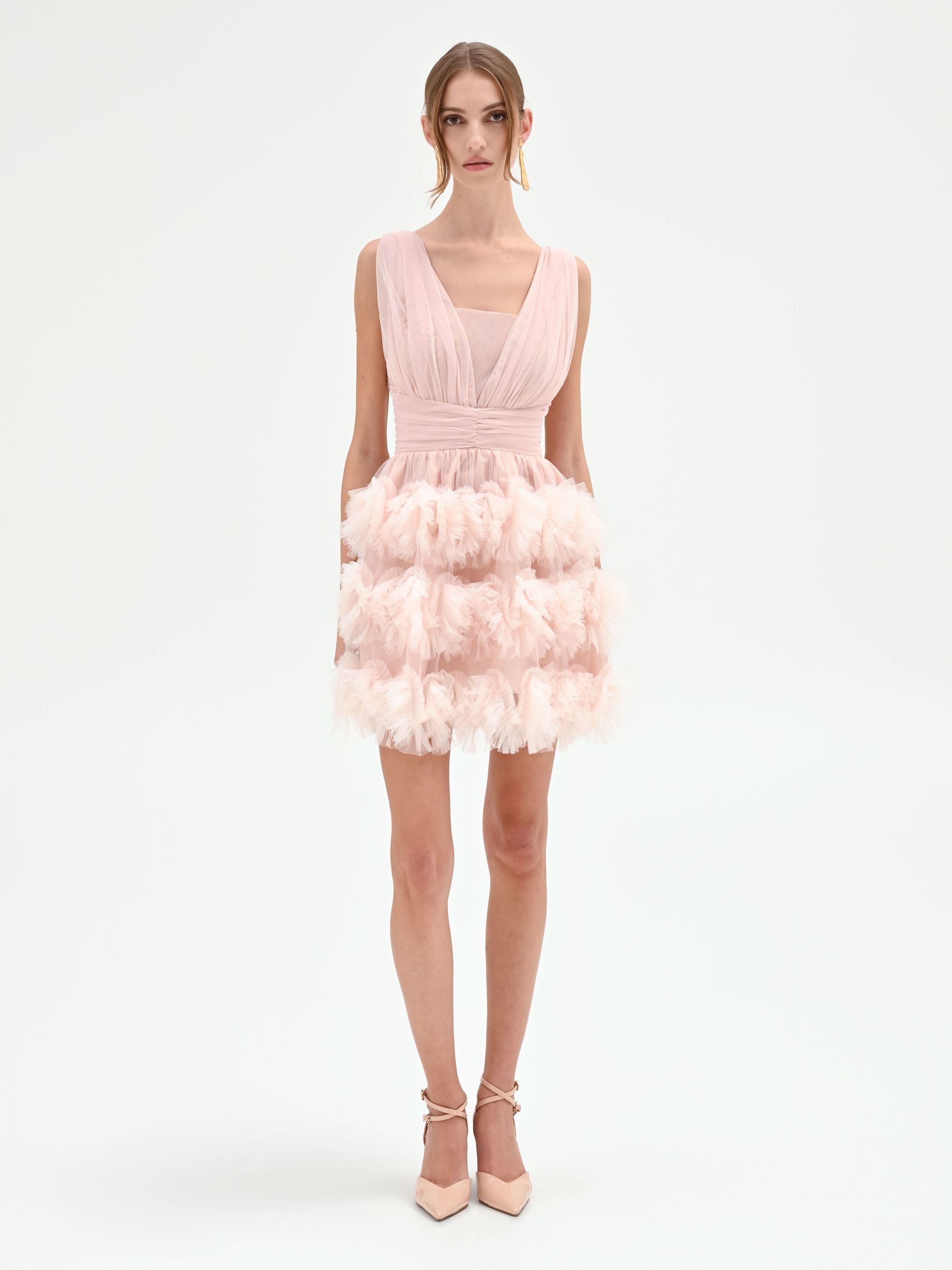 Powder Pink Tulle Mini Dress – Rinascimento
