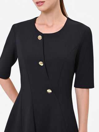 Black Short Dress with Jewel Buttons