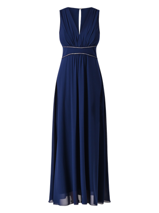 Long Dress with Rhinestone Piping