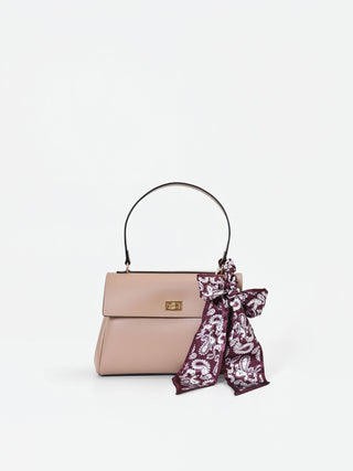 Borsa a mano tortora beige con foulard