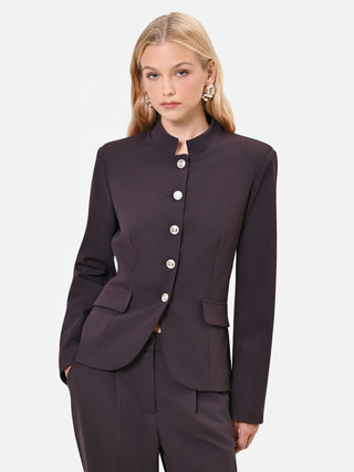 Veste structurée marron foncé en polyviscose