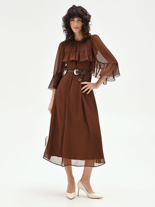 Chocolate Ruffle Midi Dress