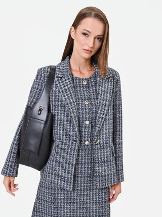 Giacca in stuoia mélange blu navy