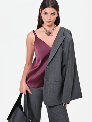 Red Burgundy Satin Top with Double Straps