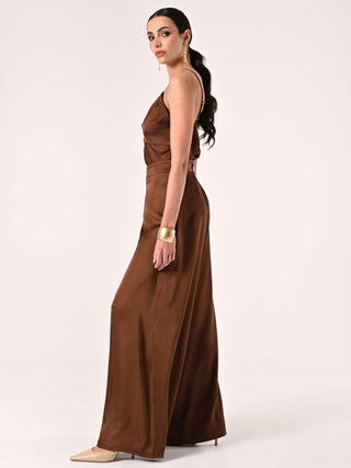 Pantaloni in Raso Marrone