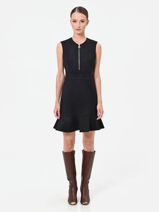 Abito smanicato nero in similpelle