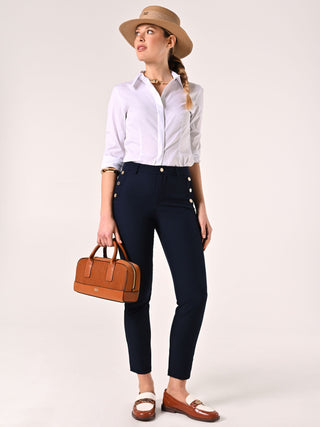 Blue Trousers with Nautical Buttons