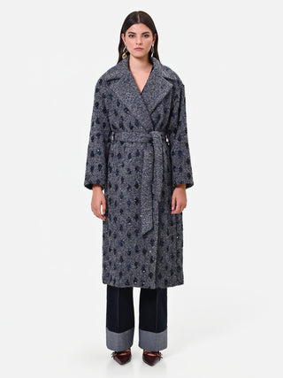 Navy Blue Wrap Coat