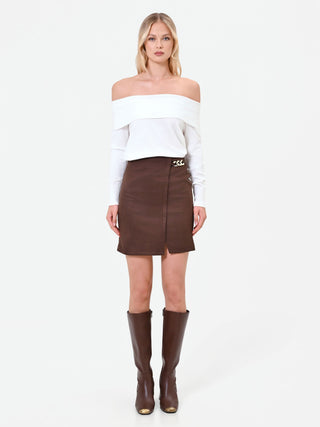 Off-the-Shoulder Cream Knit Top