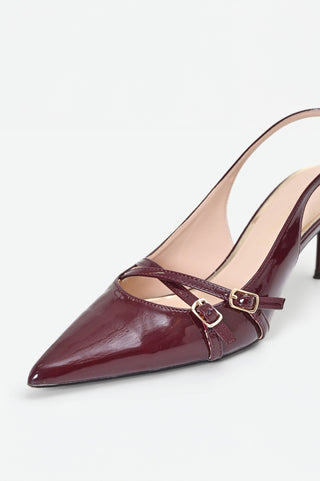 Escarpins slingback bordeaux à brides croisées