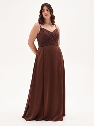 Langes Curvy-Kleid mit drapiertem Oberteil