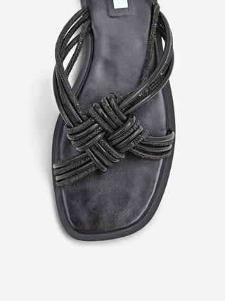 Sandali bassi neri con strass