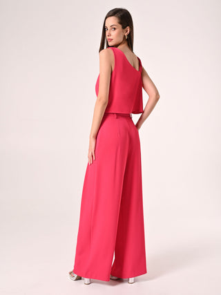 Fuchsia Trousers with Gold Buckle Belt