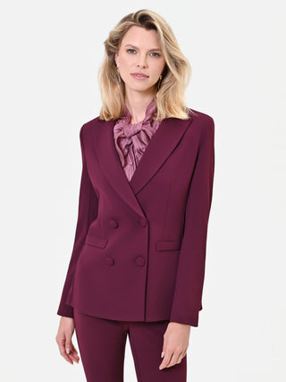 Bordeauxroter Zweireiher-Blazer aus Scuba-Crêpe