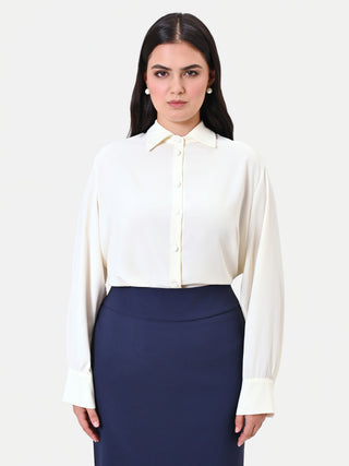 Cream Curvy Blouse with Jewel Detail