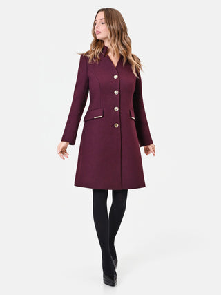 Cappotto bordeaux con bottoni gioiello