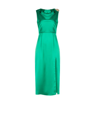 Meadow Green Draped Neckline Sheath Dress