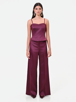 Bordeauxrotes Bustier-Top aus Satin