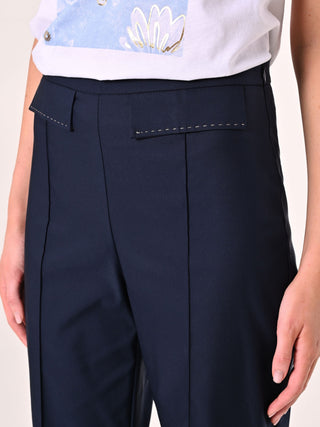 Pantaloni Blu in Cotone con Patte
