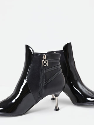 Black Strappy Stiletto Ankle Boot