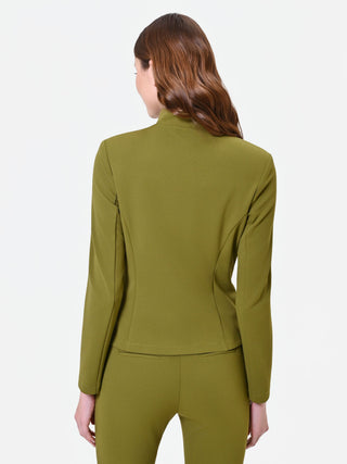 Oil Green Scuba Crepe Jacket