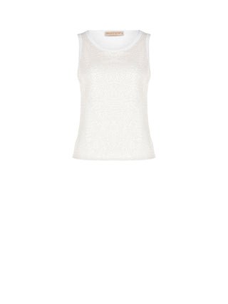 Cream tank top with all-over sequins