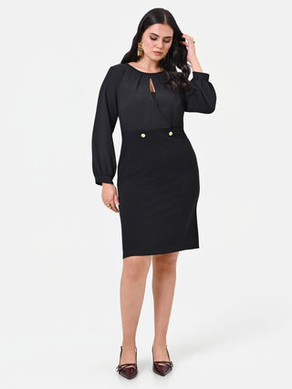 Abito Curvy  tubino nero con scollo a goccia