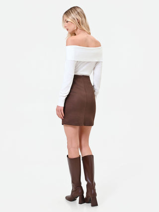 Dark Brown Miniskirt with Chain Detail