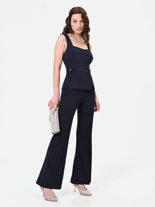 Navy Blue Flared Jumpsuit