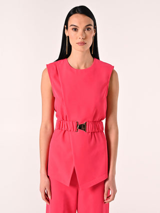 Fuchsia Cady Blouse with Belt