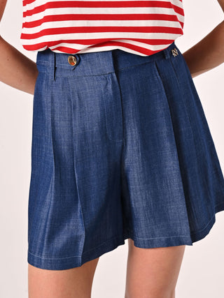 Denim-effect Mariniére Bermuda Shorts