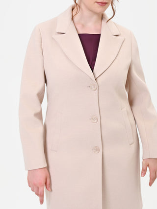 Curvy Beige Taupe Single-Breasted Coat