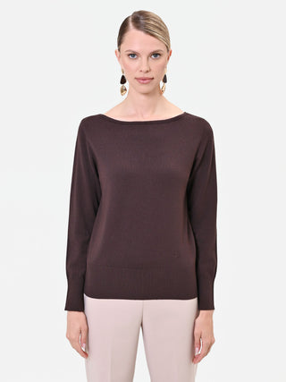 Maglia scollo a barchetta moro marrone
