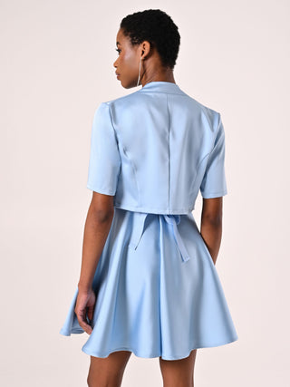 Light Blue Shrug in Structured Satin