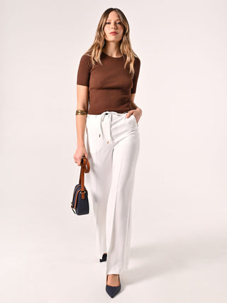 Loose Trousers in White Viscose
