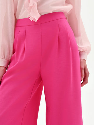 Pantalón palazzo fucsia de talle alto en poliviscosa