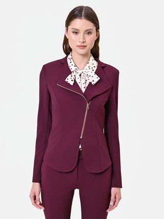 Giacca bordeaux con zip asimmetrica