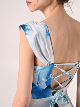 Robe imprimé fleuri à lacets bustier