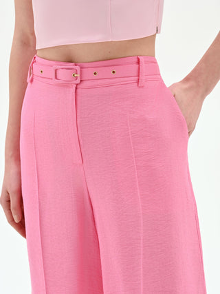 Bermuda rosa a vita alta con cintura