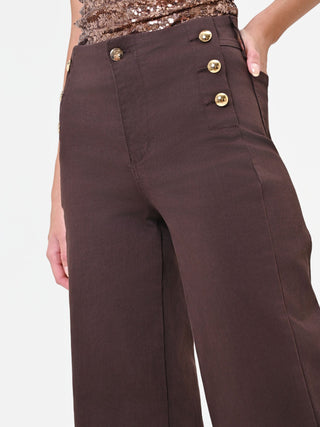 Pantaloni cropped moro con bottoni dorati