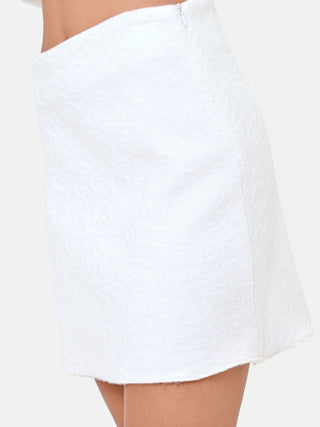 White Bouclé-Effect Miniskirt