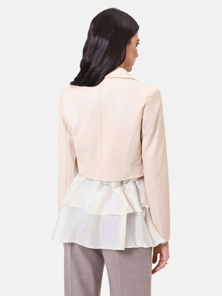 Giacca corta beige con revers
