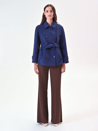 Cappotto Blu Corto in Velour