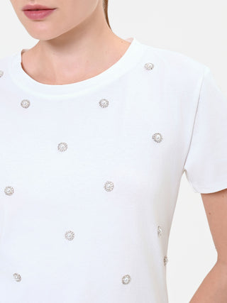 T-shirt crème à applications bijoux