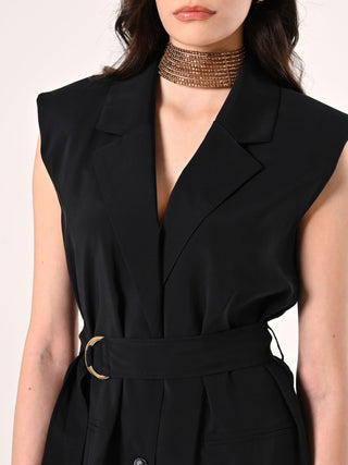 Black Viscose-Blend Waistcoat