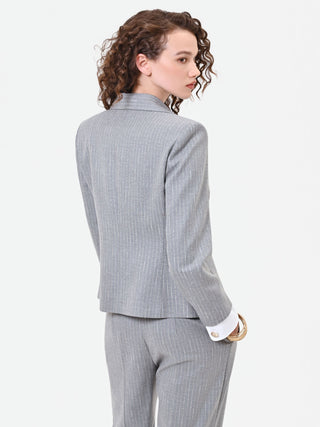Light Grey Pinstripe Single-Breasted Blazer