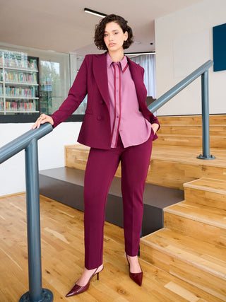 Camicia  Curvy in raso rosa antico con profili a contrasto
