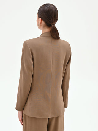 Taupe Cady Double-Breasted Blazer